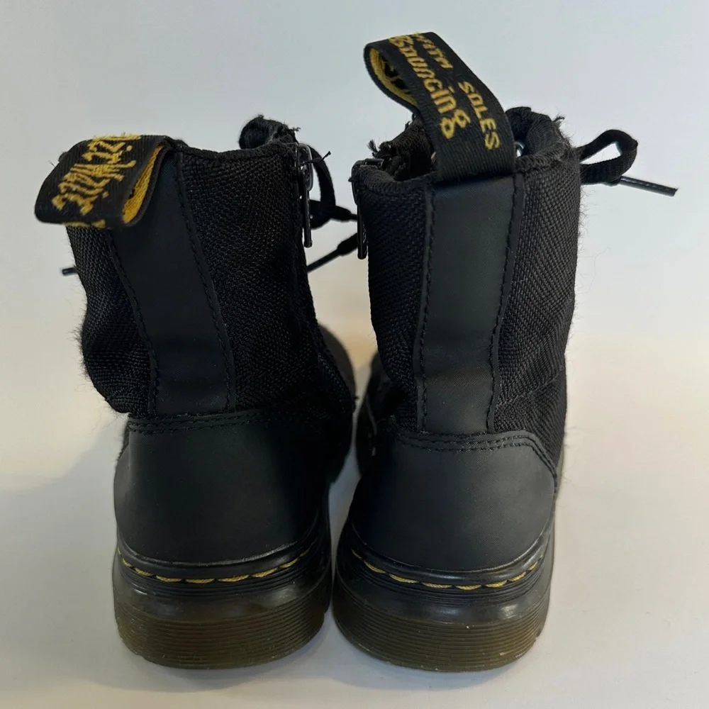Dr. Martens Combs J‎ Girls Sz 1 Black Lace Up + Zip Rubber Sole Combat Boots